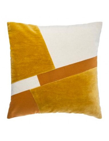 COUSSIN VELOURS PATCHWORK OCRE 40X40cm HOME SWEET HOME Linge de maison