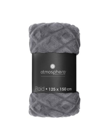 PLAID FLAN 3D LOSANGE GRIS 125X150cm HOME SWEET HOME Linge de maison