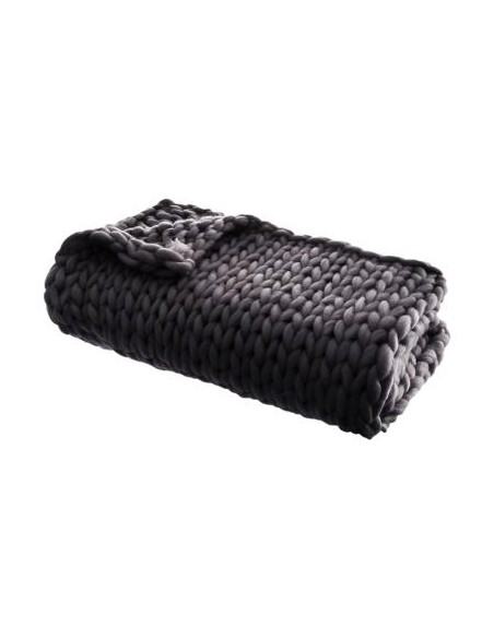 PLAID MAILLE XL GRIS 125X150cm HOME SWEET HOME Linge de maison