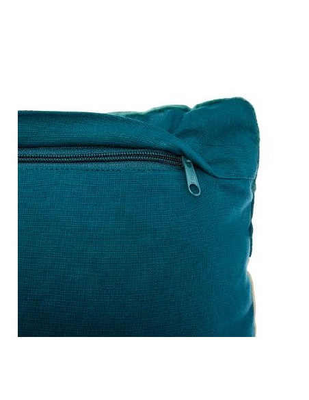 COUSSIN VELOURS CÔTELÉ PATCHWORK BLEU 30X50CM HOME SWEET HOME Linge de maison