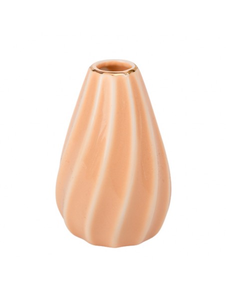 VASE SOLIFLORE CERAMIQUE VIEUX ROSE RAINURES ET LISERE OR 7.5CM HOME SWEET HOME Objet de décoration