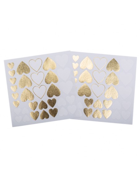 64 STICKERS PETITS COEURS PAPIER TEXTURE BLANC ET OR DE 1.5 A 3CM HOME SWEET HOME Objet de décoration