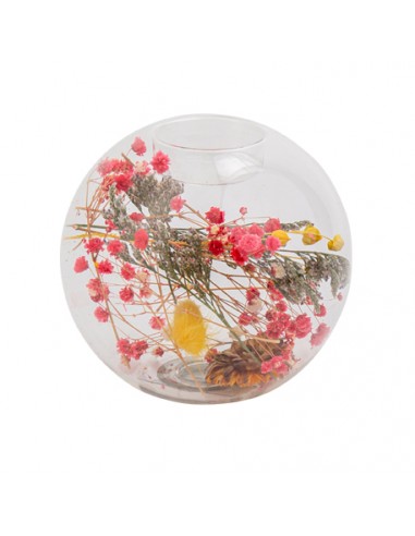 BOUGEOIR JULIETTE FLEURS SECHEES COLOREES GM DIAM 11 X 10.5CM HOME SWEET HOME Objet de décoration