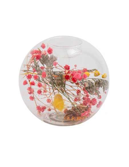 BOUGEOIR JULIETTE FLEURS SECHEES COLOREES GM DIAM 11 X 10.5CM HOME SWEET HOME Objet de décoration