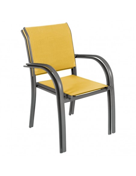 Fauteuil de jardin empilable Piazza Jaune moutarde & Graphite HOME SWEET HOME Canapé & Fauteuil de jardin