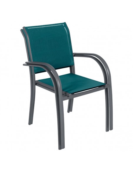 Fauteuil de jardin empilable Piazza Bleu canard & Graphite HOME SWEET HOME Accueil