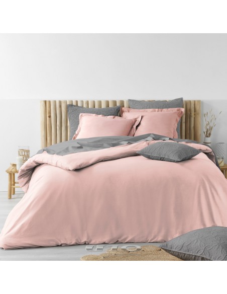 PARURE 3 P. 240 x 220 CM COTON LAVE UNI 57 FILS STONALIA ROSE HOME SWEET HOME Linge de maison