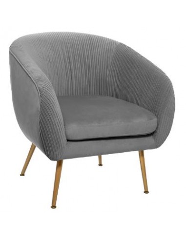 FAUTEUIL VELOURS SOLARO GRIS HOME SWEET HOME Canapé & Fauteuils