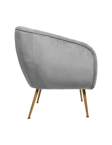 FAUTEUIL VELOURS SOLARO GRIS HOME SWEET HOME Canapé & Fauteuils