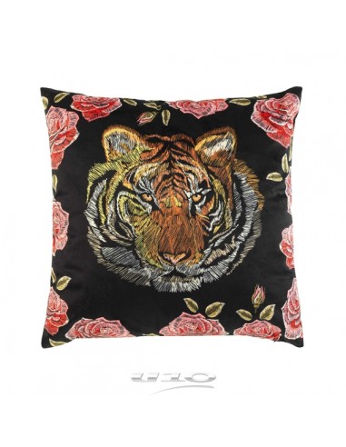 COUSSIN DEHOUSSABLE COMPRESSE 45 x 45 CM VELOURS IMPRIME GIPSY TIGRE HOME SWEET HOME Coussin