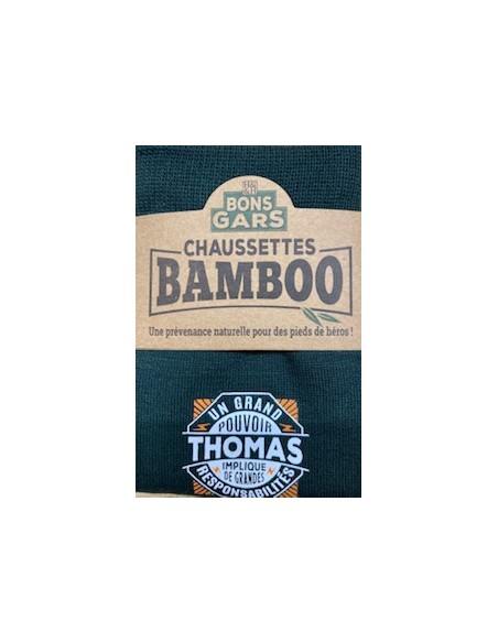 Chaussette bambou Un grand pouvoir THOMAS implique de grandes responsabilités HOME SWEET HOME Cadeau