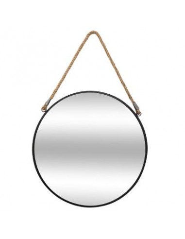 MIROIR METAL ROND CORDE NOIR D55cm HOME SWEET HOME Porte-manteaux & Miroirs