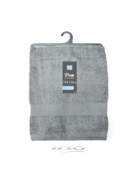 DRAP DE DOUCHE 70 x 130 CM EPONGE UNIE COLORS GRIS HOME SWEET HOME Salle de bain