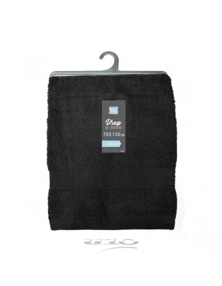 DRAP DE DOUCHE 70 x 130 CM EPONGE UNIE COLORS NOIR HOME SWEET HOME Salle de bain