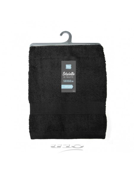 SERVIETTE DE TOILETTE 50 x 90 CM EPONGE UNIE COLORS NOIR HOME SWEET HOME Salle de bain