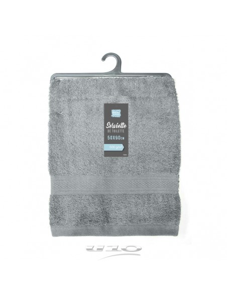 SERVIETTE DE TOILETTE 50 x 90 CM EPONGE UNIE COLORS GRIS HOME SWEET HOME Salle de bain