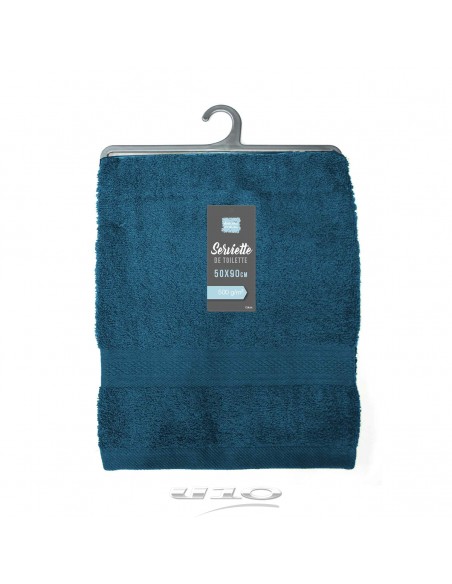 SERVIETTE DE TOILETTE 50 x 90 CM EPONGE UNIE COLORS BLEU NUIT HOME SWEET HOME Salle de bain