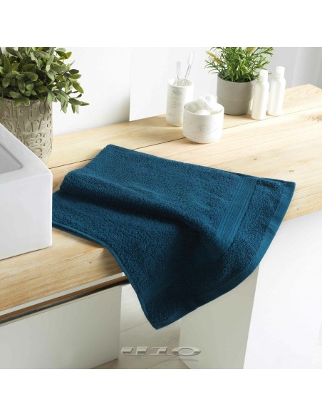 SERVIETTE DE TOILETTE 50 x 90 CM EPONGE UNIE COLORS BLEU NUIT HOME SWEET HOME Salle de bain