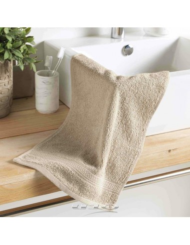 SERVIETTE INVITE 30 x 50 CM EPONGE UNIE COLORS TAUPE HOME SWEET HOME Salle de bain