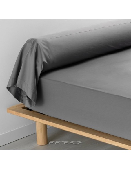 TAIE DE TRAVERSIN 85x185 CM PERCALE UNI 78 FILS PERCALINE ANTHRACITE +P. BOURDON HOME SWEET HOME Linge de maison