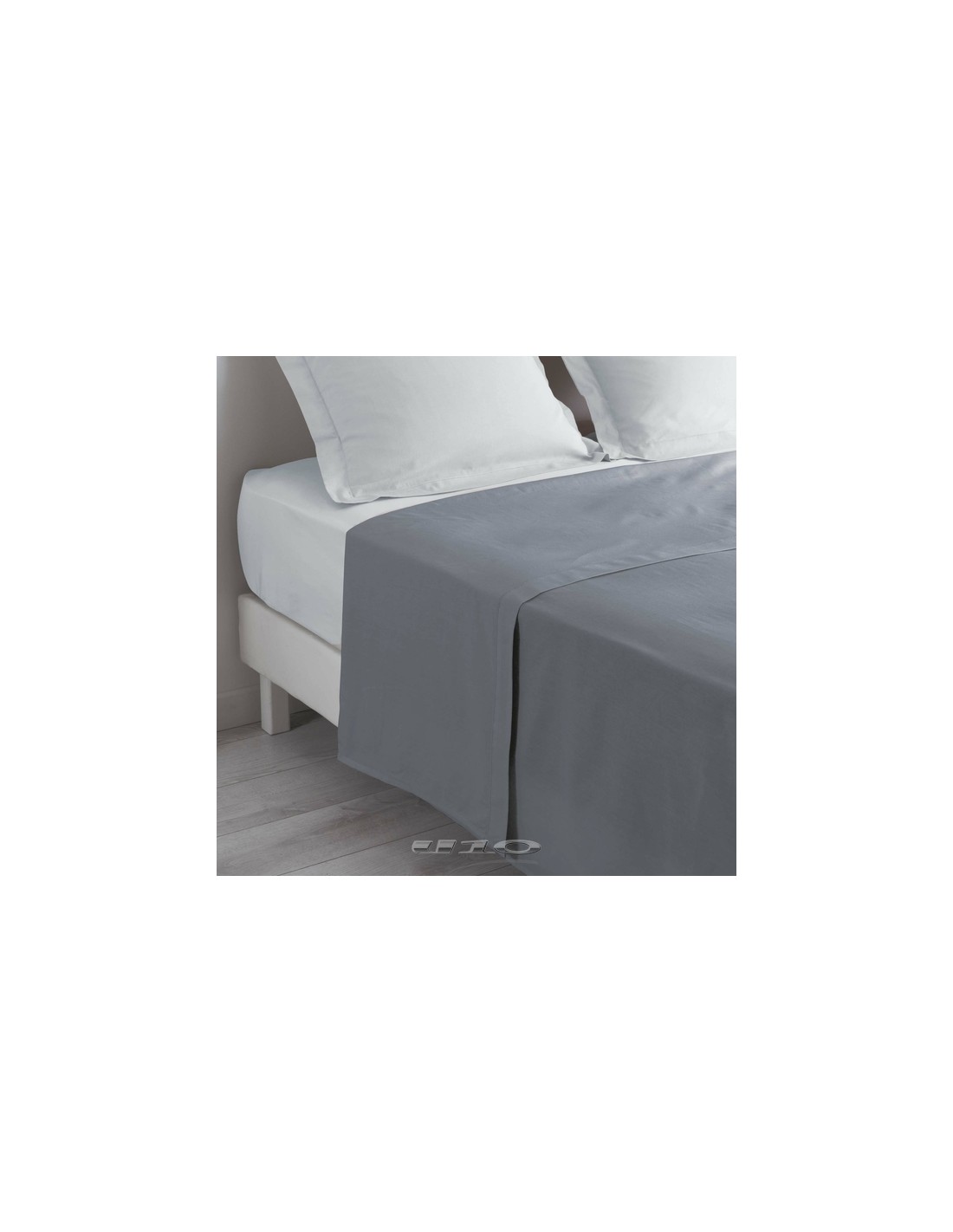 DRAP PLAT 1 PERSONNE 180 x 290 CM UNI 57 FILS LINA GRIS SOURIS + POINT