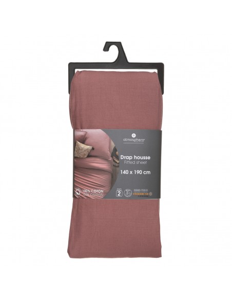 Drap housse en coton, rose blush 140x190 cm HOME SWEET HOME Linge de maison