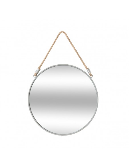 Miroir \"Corde\" gris, métal D38 cm HOME SWEET HOME Porte-manteaux & Miroirs