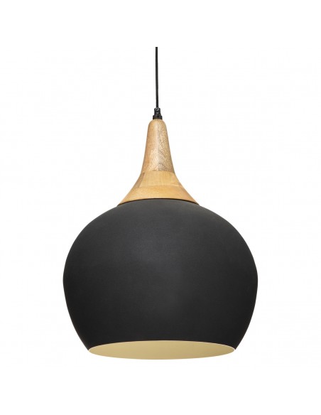 SUSPENSION METAL BOIS \"ELMO\" NOIR D.38 HOME SWEET HOME Luminaire