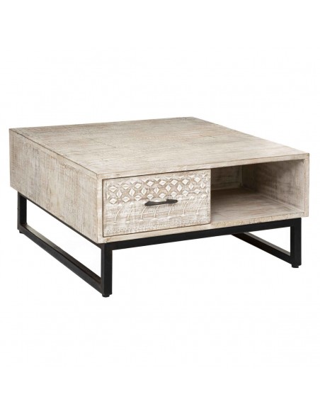 Table basse \"Ajay\", métal & manguier, effet blanchi HOME SWEET HOME Collection meubles