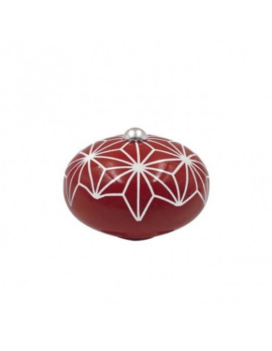 POIGNEE DE COUVERCLE CERAMIQUE GEOMETRIQUE ROUGE HOME SWEET HOME Cookut