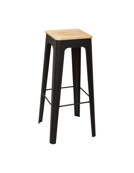 Tabouret de bar \"Loga\" noir, métal & bois HOME SWEET HOME Chaises & Tabourets