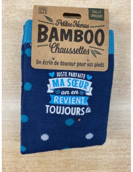 Chaussette bambou Juste parfaite ma soeur on en revient toujours là HOME SWEET HOME Cadeau