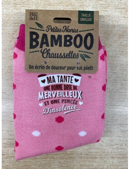 Chaussette bambou ma tante une bonne dose de merveilleux et une pincée d\'insolence HOME SWEET HOME Cadeau