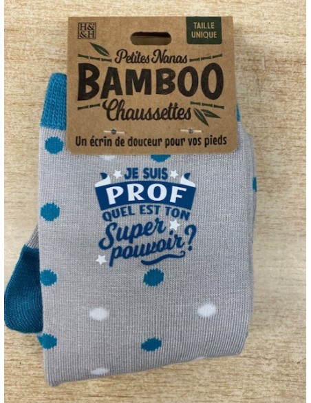 Chaussette bambou je suis prof quel est ton super pouvoir ? HOME SWEET HOME Cadeau