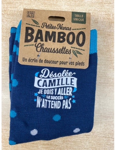 Chaussette bambou désolé camille je dois y aller le succès n\'attend pas HOME SWEET HOME Cadeau