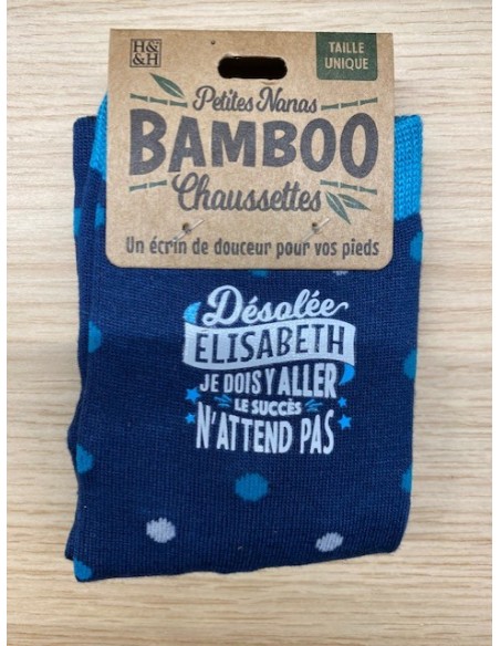 Chaussette bambou désolé ELISABETH je dois y aller le succès n\'attend pas HOME SWEET HOME Cadeau