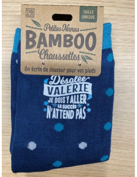 Chaussette bambou désolé valerie je dois y aller le succès n\'attend pas HOME SWEET HOME Cadeau