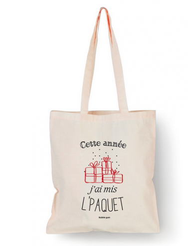 Tote bag Naturel Cette année j’ai mis le paquet HOME SWEET HOME Cadeau