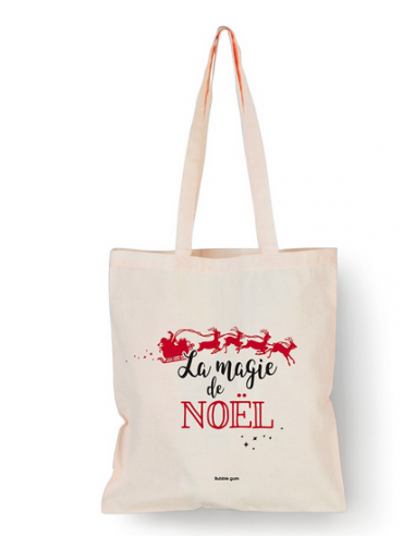 Tote bag Naturel La magie de Noël traineau HOME SWEET HOME Cadeau