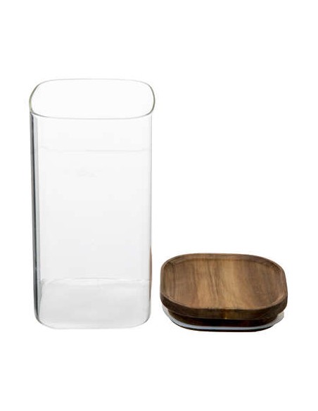 BOCAL VERRE+ACACIA CARRE 1,3L HERMET HOME SWEET HOME Cuisine