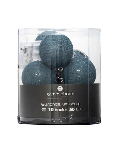 Guirlande LED 10 boules, bleu canard L165 cm HOME SWEET HOME Luminaires & Suspensions