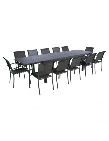 Table de jardin extensible Piazza Aluminium traité époxy Graphite 8/12 places HOME SWEET HOME Tables et chaises de jardin