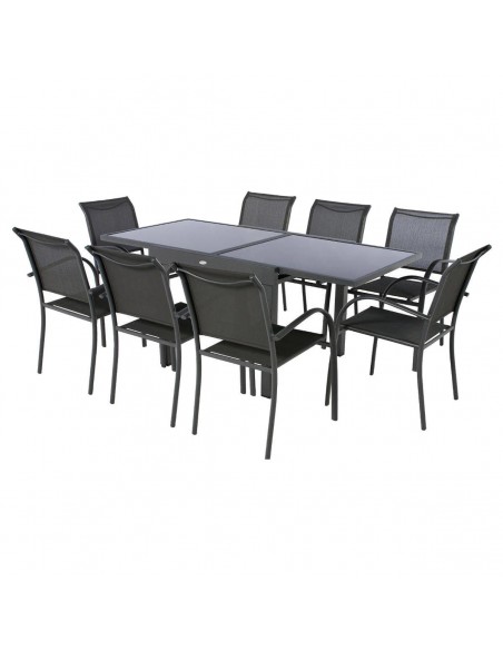 Table de jardin extensible Piazza  Verre trempé 4/8PL Anthracite & Graphite HOME SWEET HOME Tables et chaises de jardin