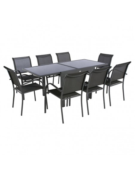 Table de jardin extensible Piazza  Verre trempé 4/8PL Anthracite & Graphite HOME SWEET HOME Tables et chaises de jardin