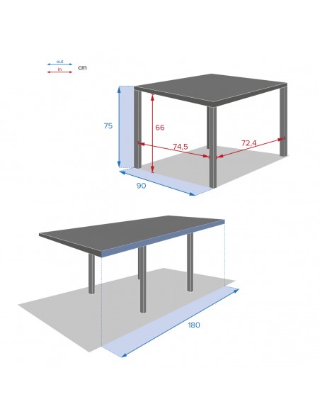 Table de jardin extensible Piazza  Verre trempé 4/8PL Anthracite & Graphite HOME SWEET HOME Tables et chaises de jardin