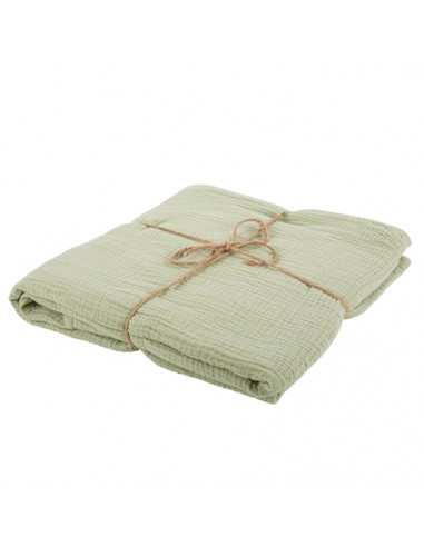 Nappe Gaze de Coton Vert Sauge 1,30x2,40m Lavable à 30° HOME SWEET HOME Art de la table