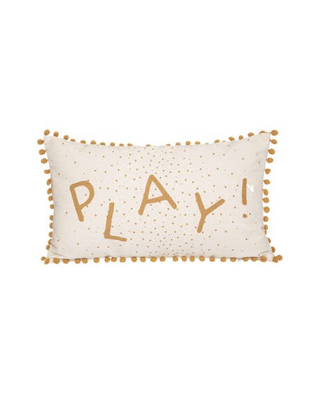 COUSSIN POMPONS RECTANGLE OCRE HOME SWEET HOME Chambre pour enfant