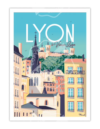 Affiche Lyon \"Le vieux Lyon\" HOME SWEET HOME Affiche Marcel Travels