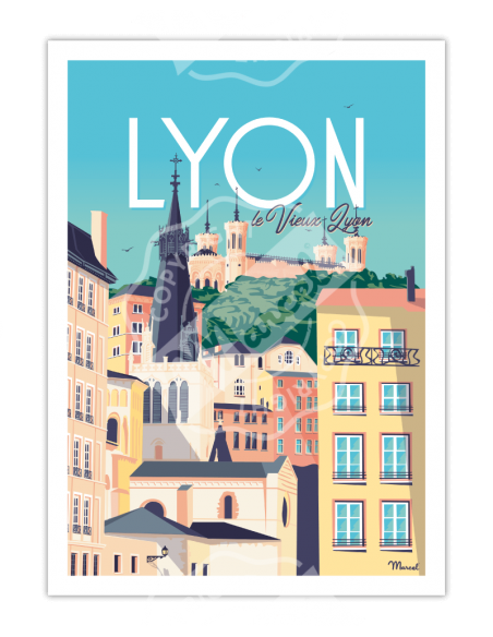 Affiche Lyon \"Le vieux Lyon\" HOME SWEET HOME Affiche Marcel Travels