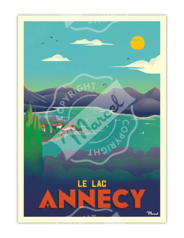 Affiche Le lac d\'Annecy HOME SWEET HOME Affiche Marcel Travels